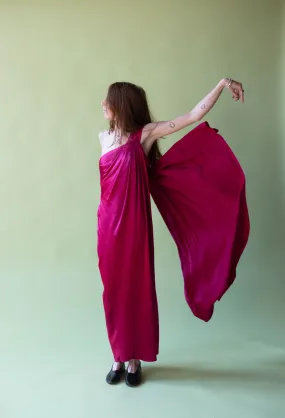 1990s Shocking Pink Silk Dress