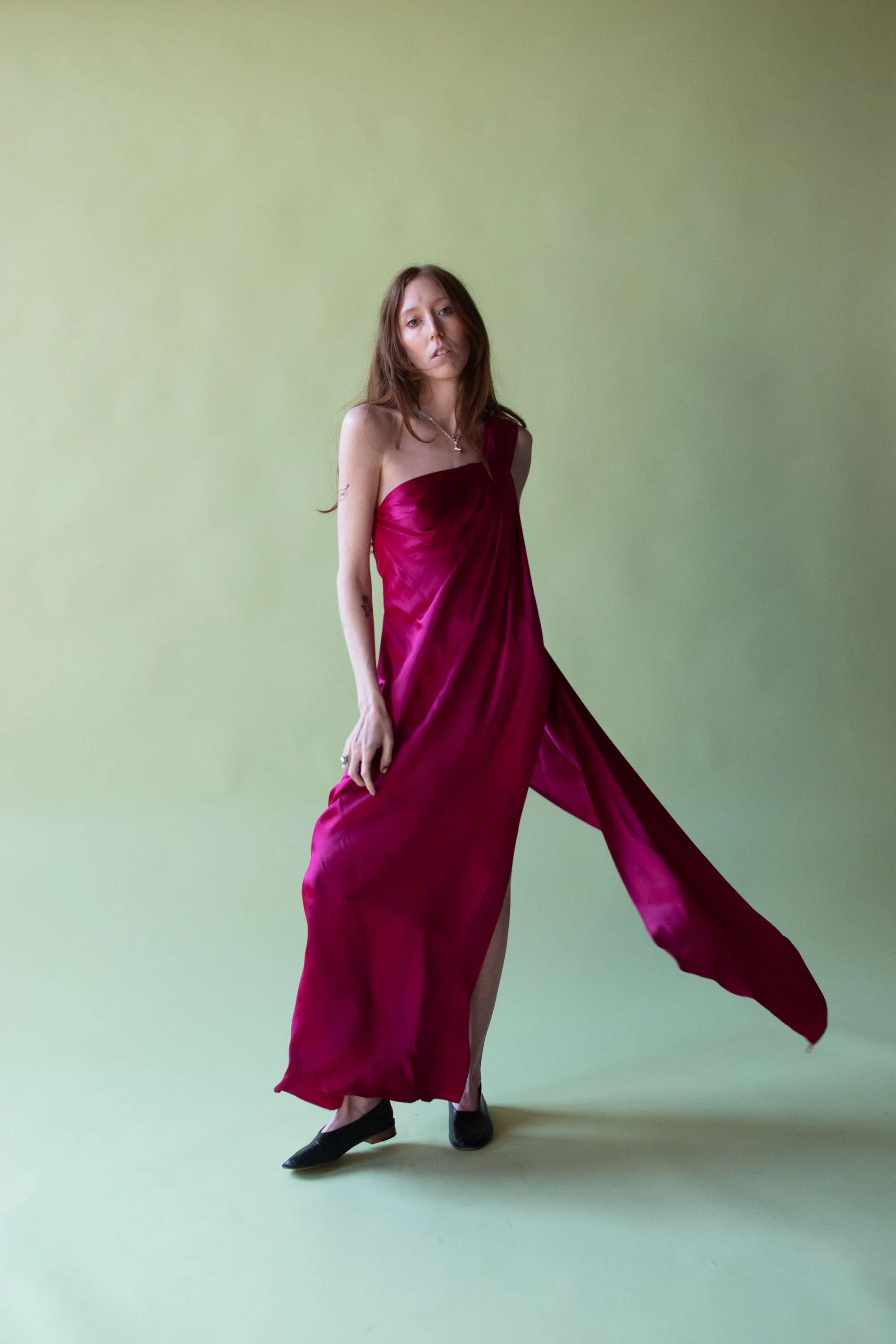 1990s Shocking Pink Silk Dress