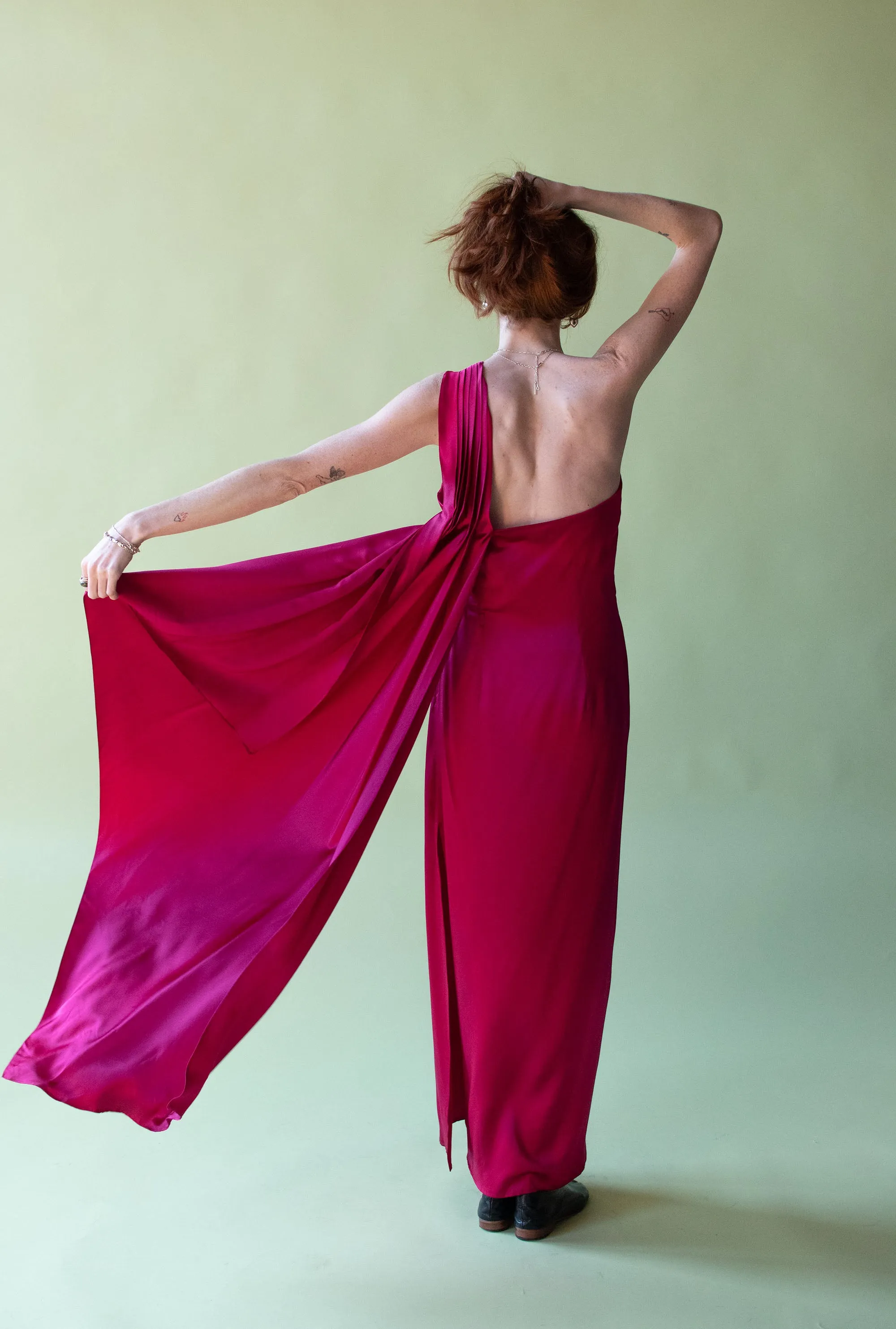 1990s Shocking Pink Silk Dress