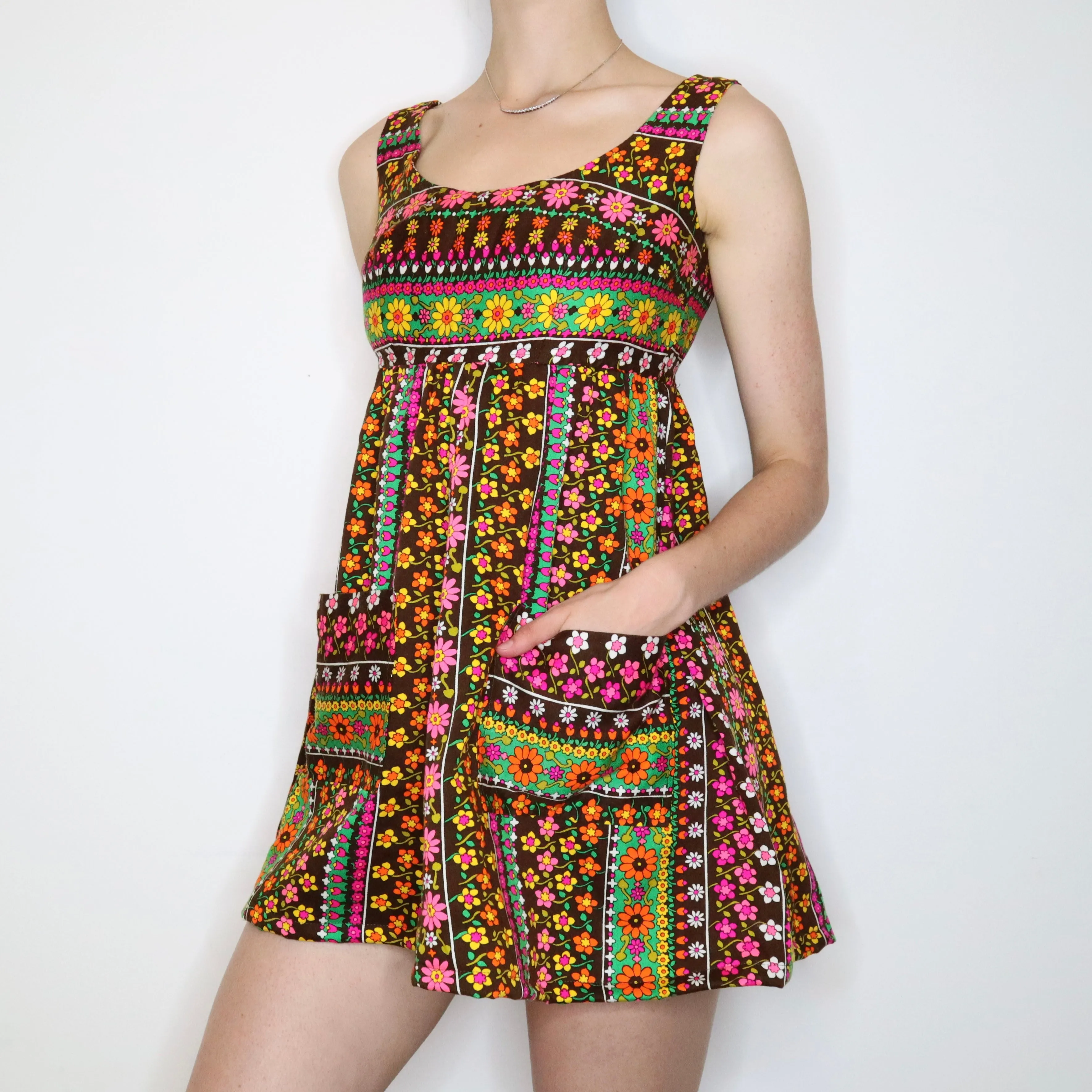 60s Flower Power Babydoll Dress (S-M) 