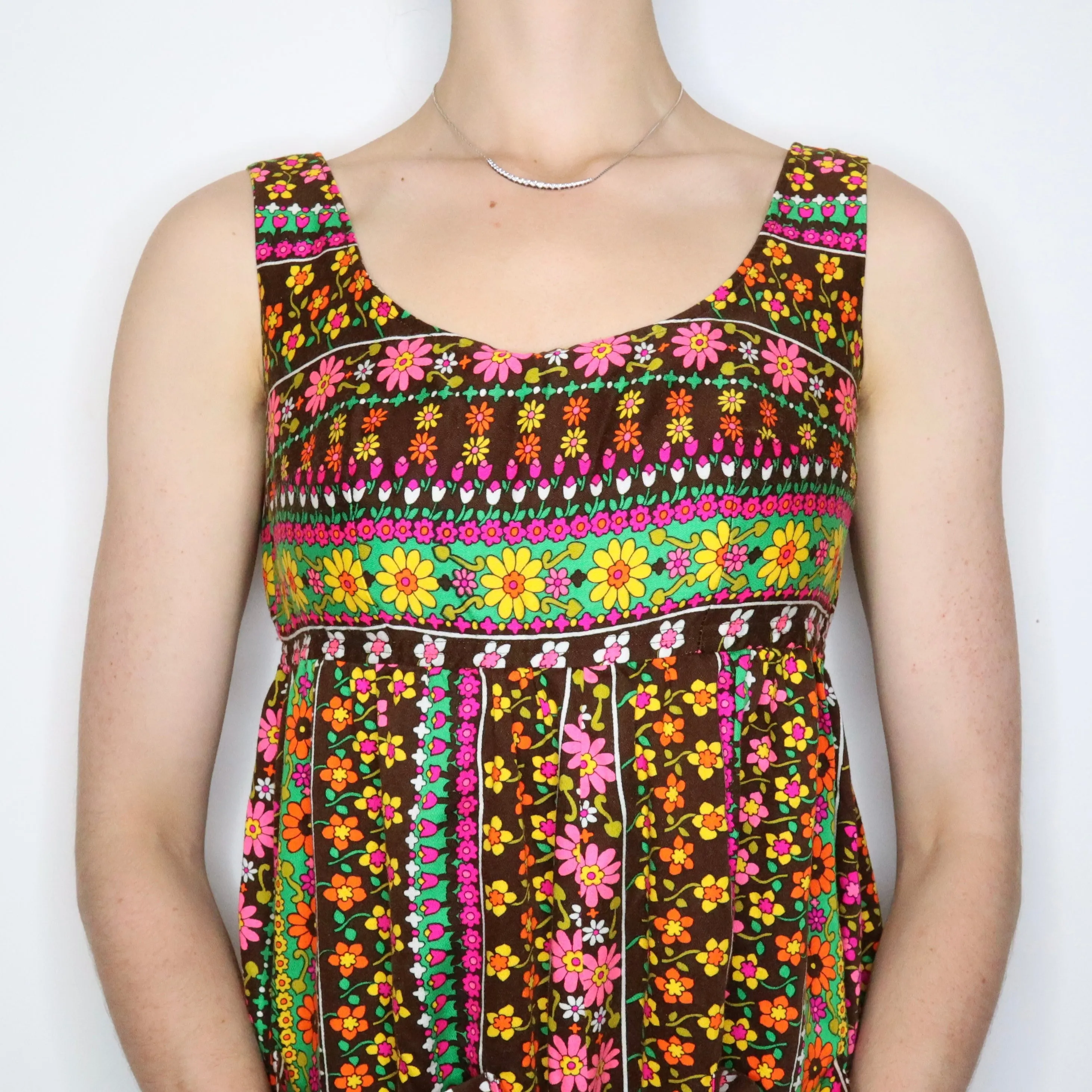 60s Flower Power Babydoll Dress (S-M) 