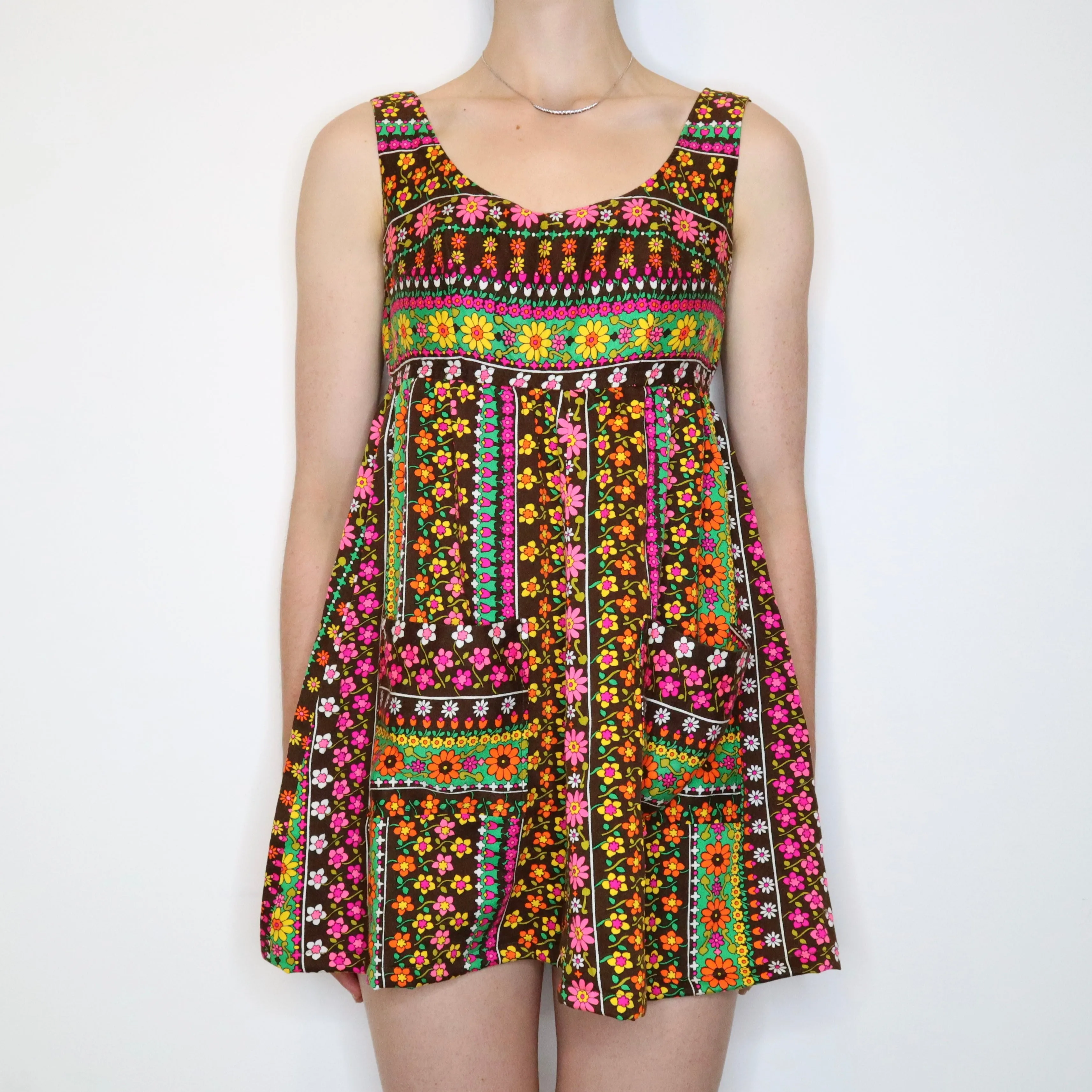 60s Flower Power Babydoll Dress (S-M) 