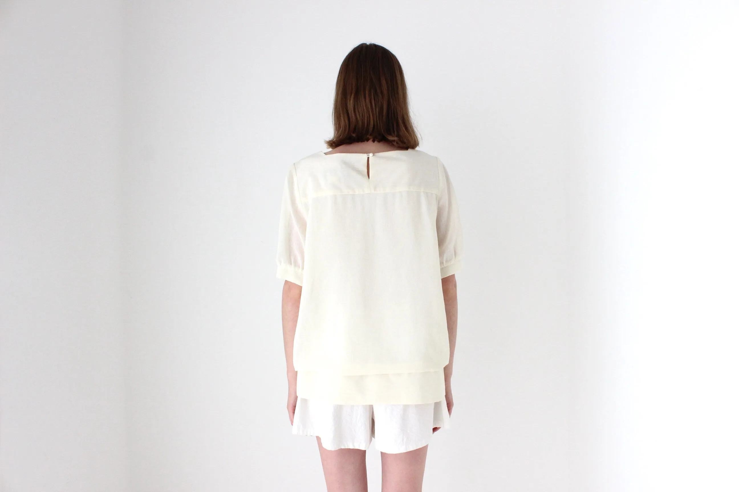80s Pleated Puff Smock Top
