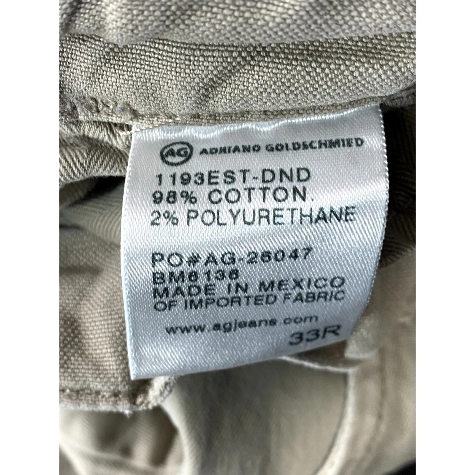 AG ADRIANO GOLDSCHMEID Women's Beige Caden Elastic Waistband Jogger Jeans SZ 33R