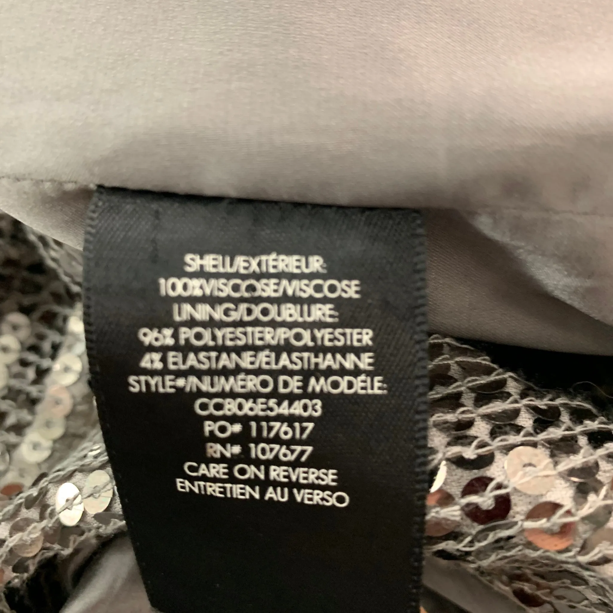 ALICE   OLIVIA Size S Silver Viscose Sequined Open Front Coat