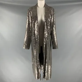 ALICE   OLIVIA Size S Silver Viscose Sequined Open Front Coat