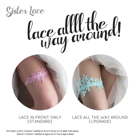 Aqua Wedding Garter Lace All The Way Around - The Lynsay