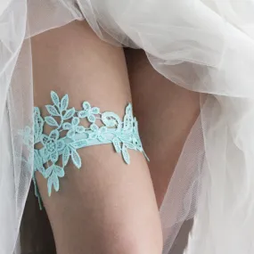 Aqua Wedding Garter Lace All The Way Around - The Lynsay