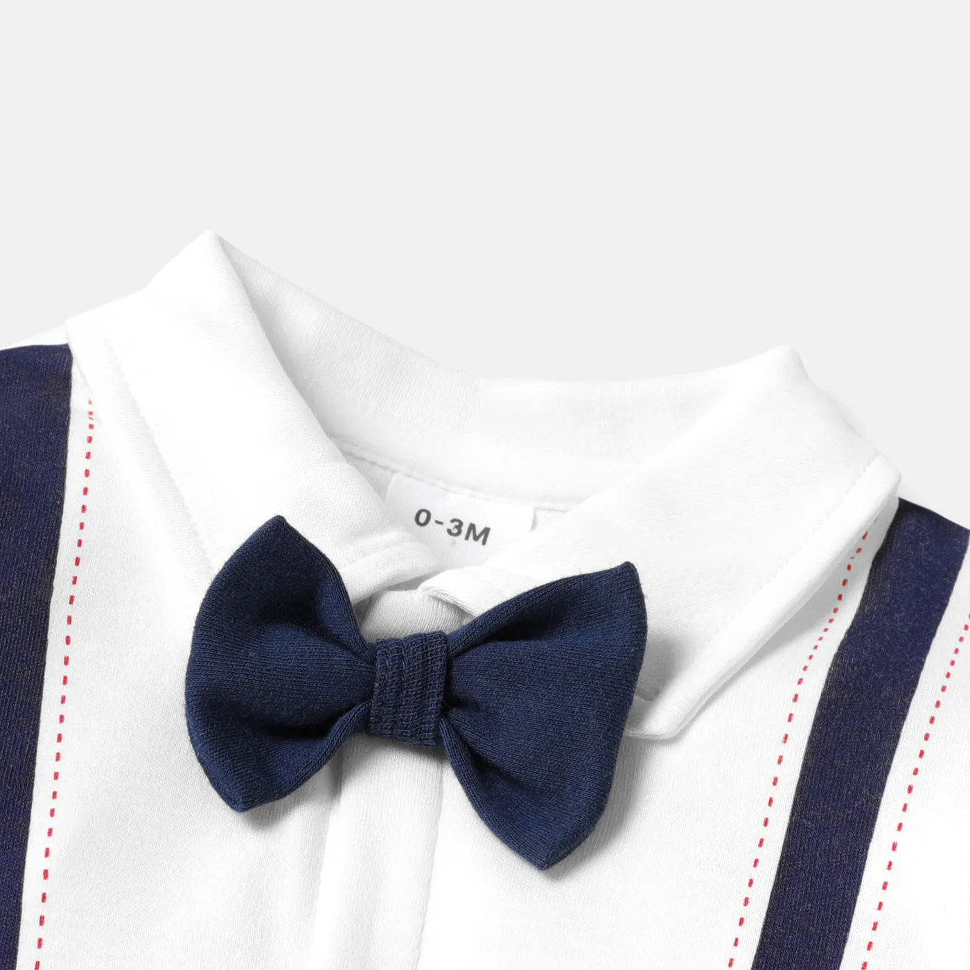 Baby Boy 100% Cotton Long-sleeve Colorblock Spliced Gentleman Bow Tie Jumpsuit