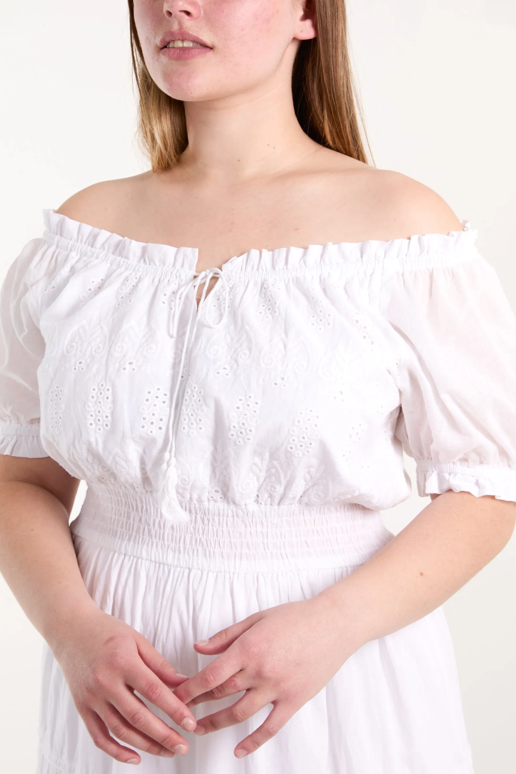 Bardot Broderie Tiered Maxi Dress