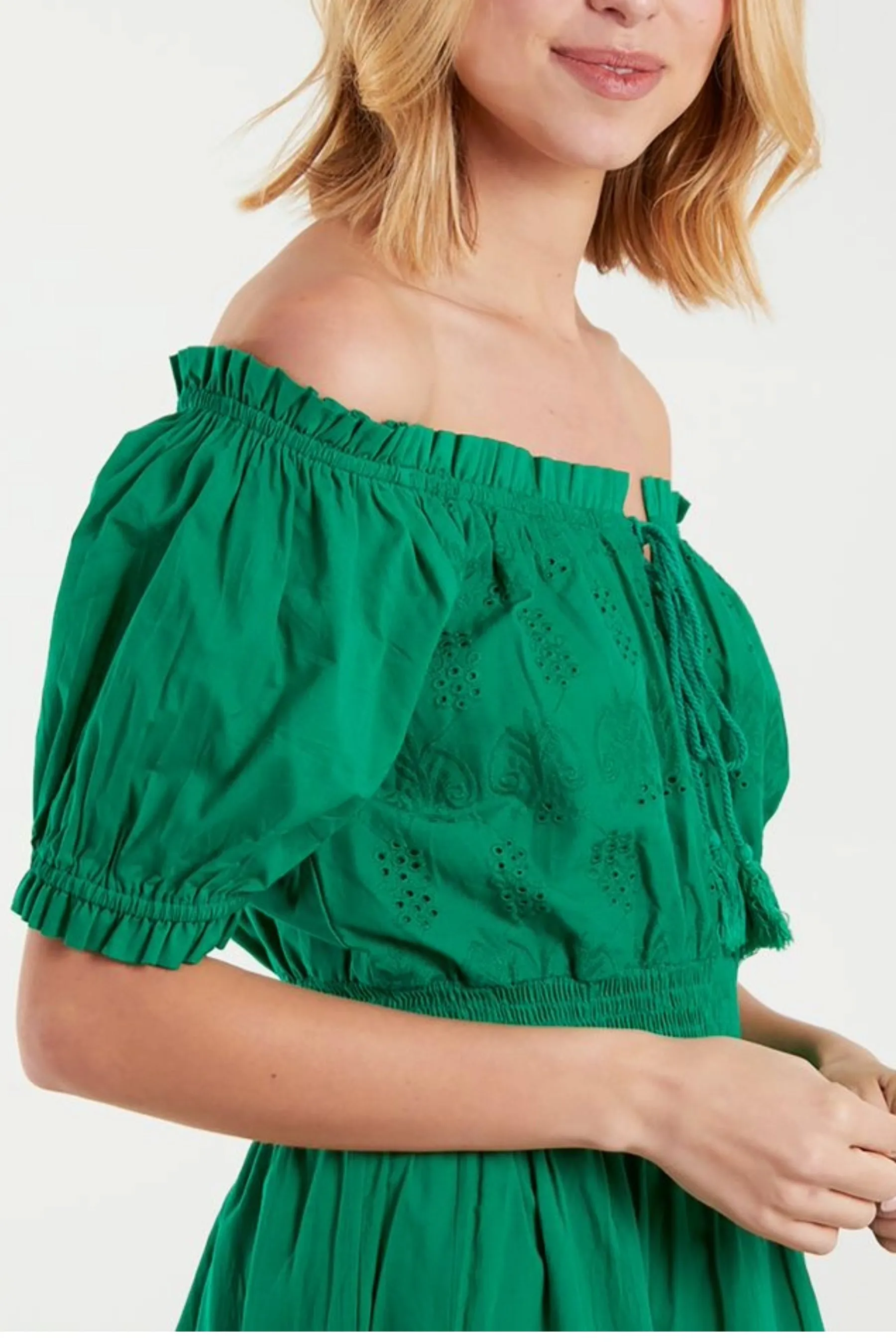 Bardot Broderie Tiered Maxi Dress