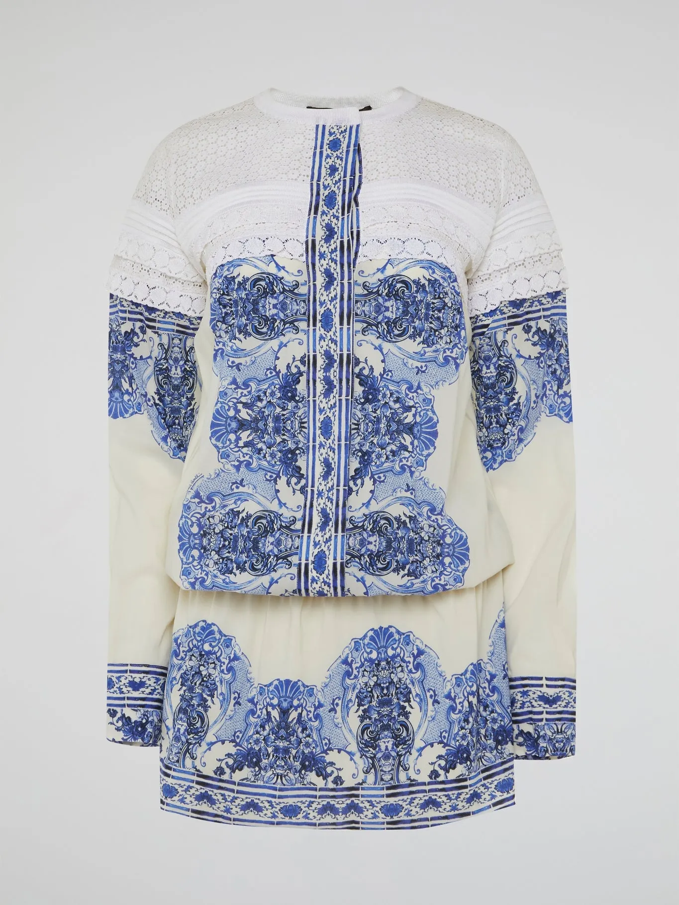 Baroque Print Knit Panel Dress