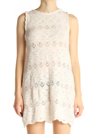 Beige Lace Holiday Fit & Flare Dress