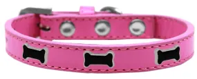 Black Bone Widget Dog Collar Bright Pink Size 20