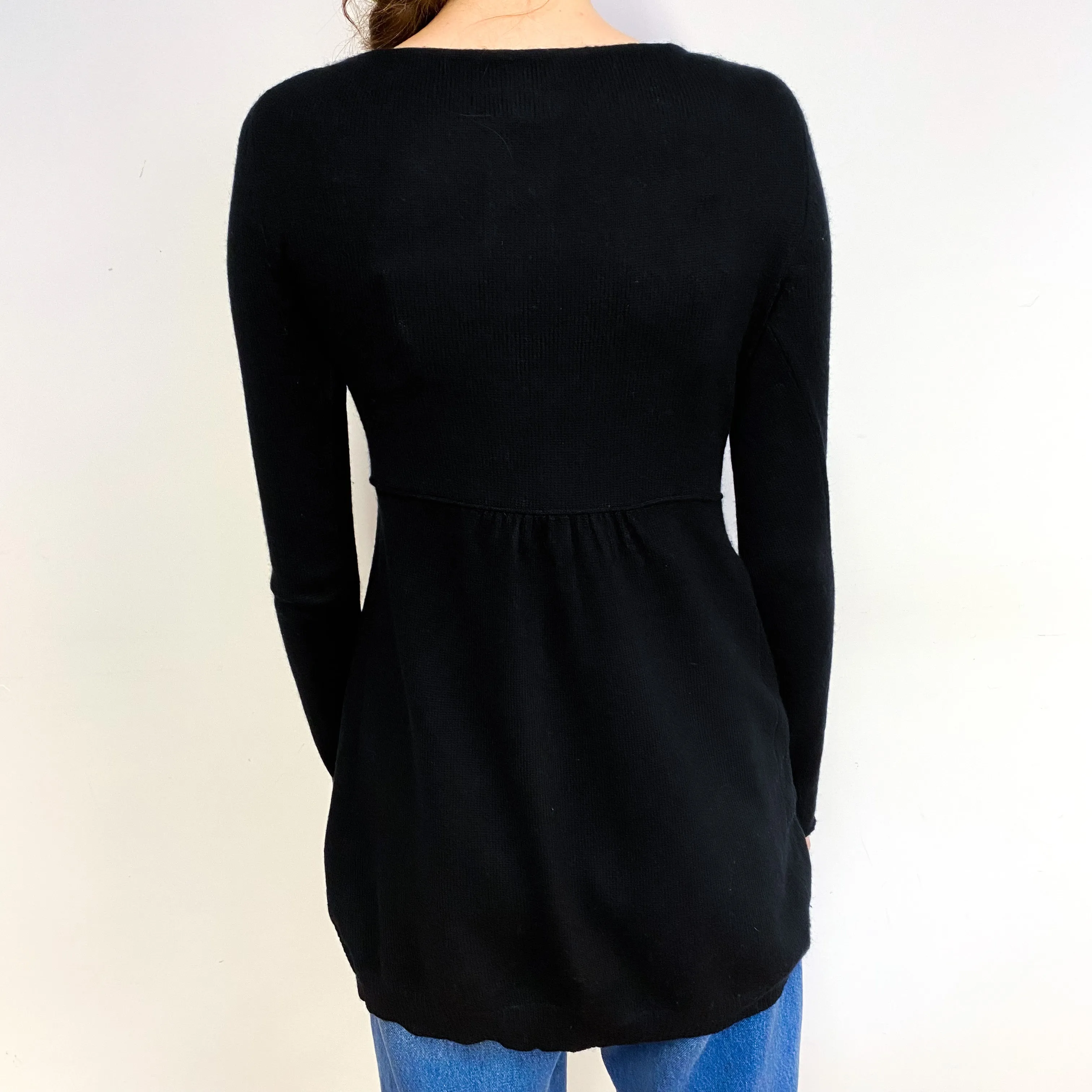 Black Side Zip Cashmere Crew Neck Tunic Jumper Extra Small