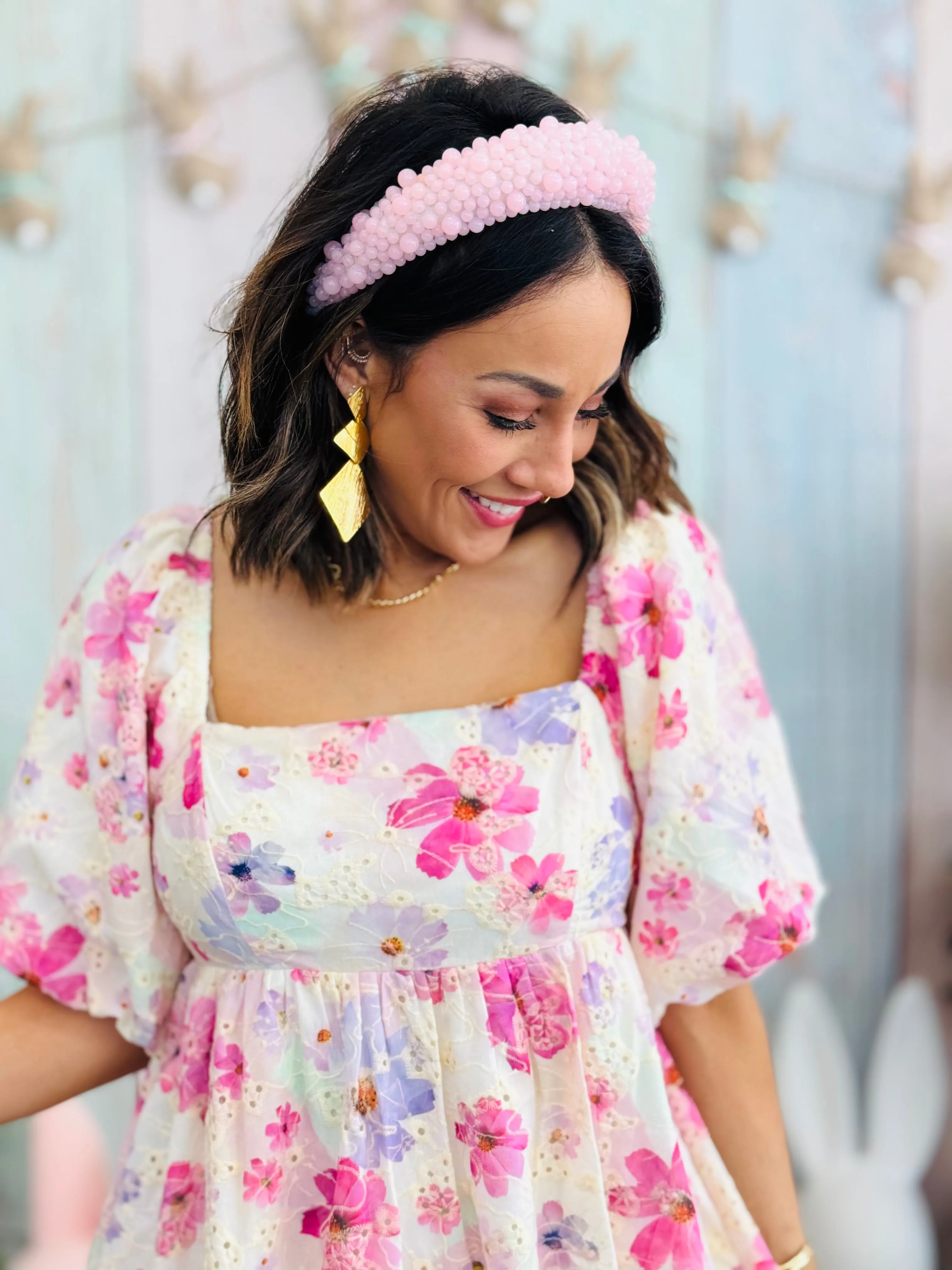 Bubble Hem Floral Mini Babydoll Dress (Reg.)