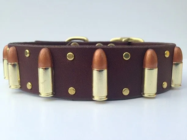 Bullet Leather Dog collar
