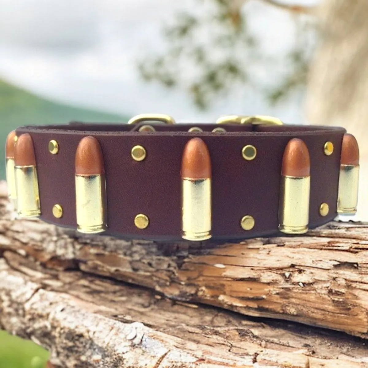 Bullet Leather Dog collar