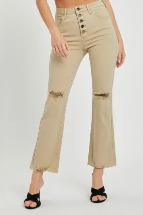 Button Down Ripped Straight Pants