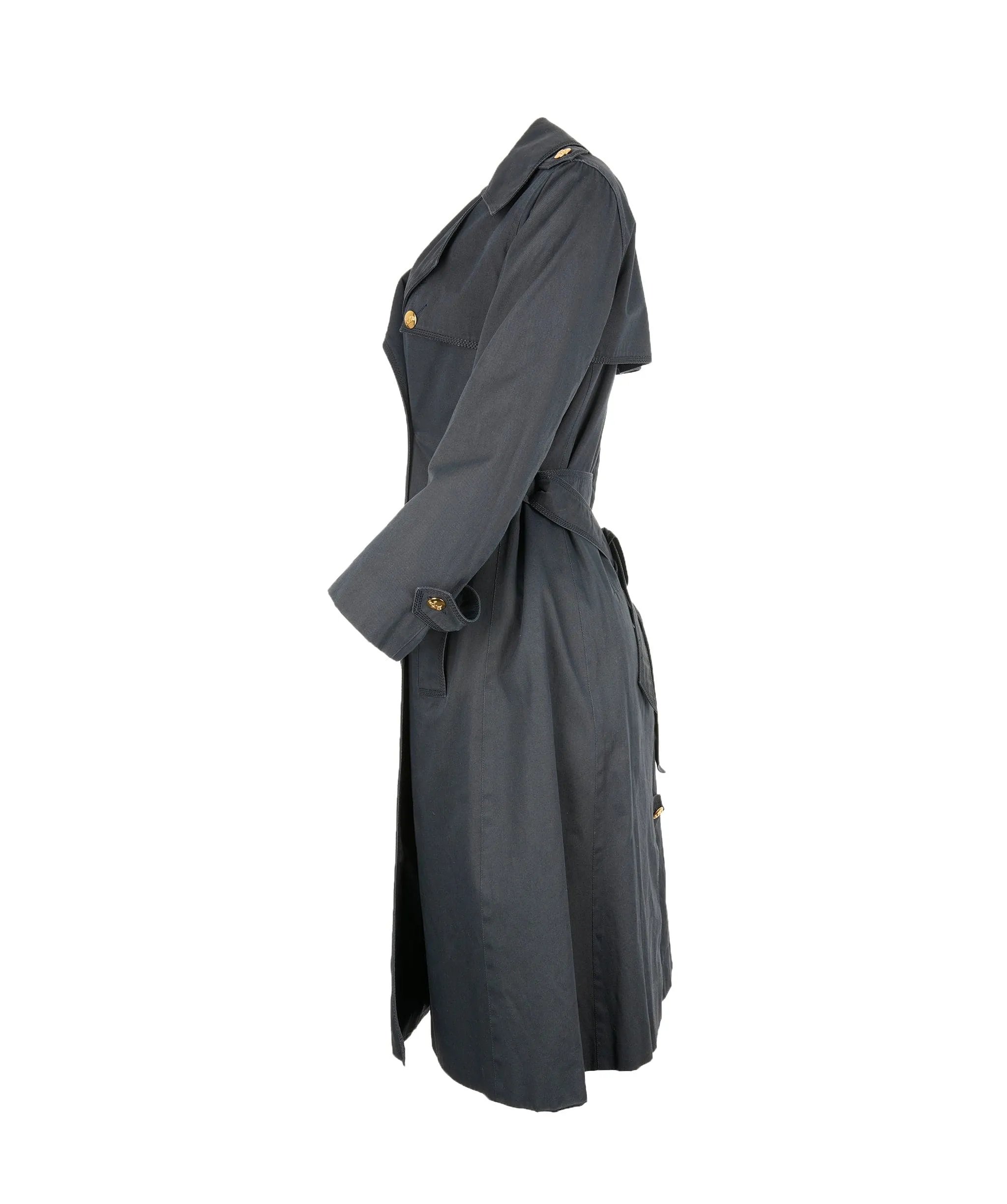 Celine Gold Button Trench Coat Navy ASL7142