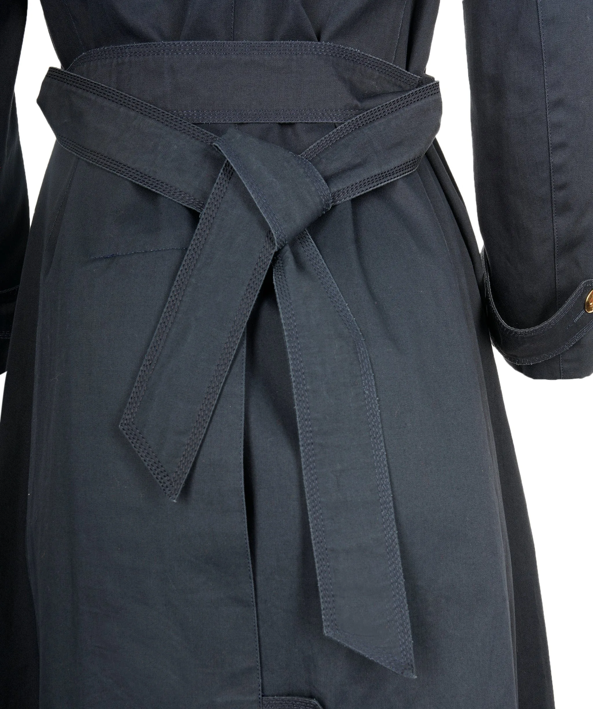 Celine Gold Button Trench Coat Navy ASL7142