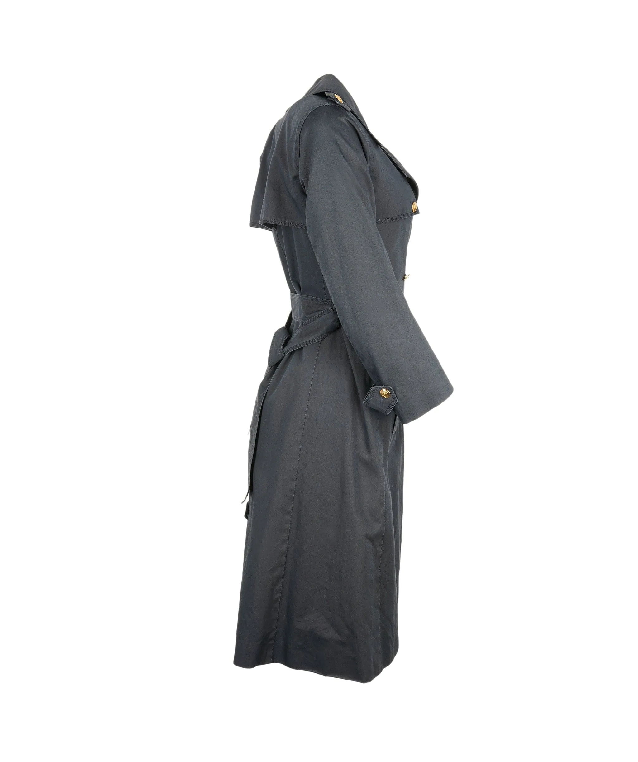 Celine Gold Button Trench Coat Navy ASL7142