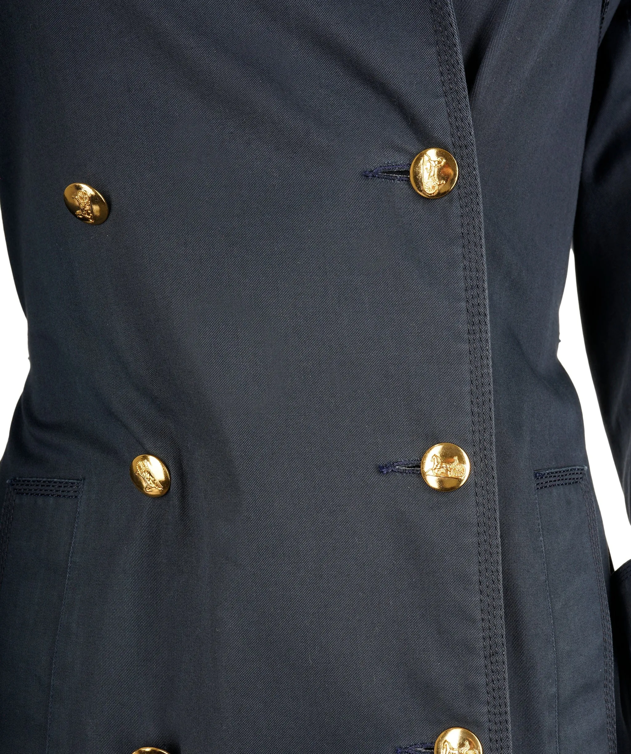 Celine Gold Button Trench Coat Navy ASL7142