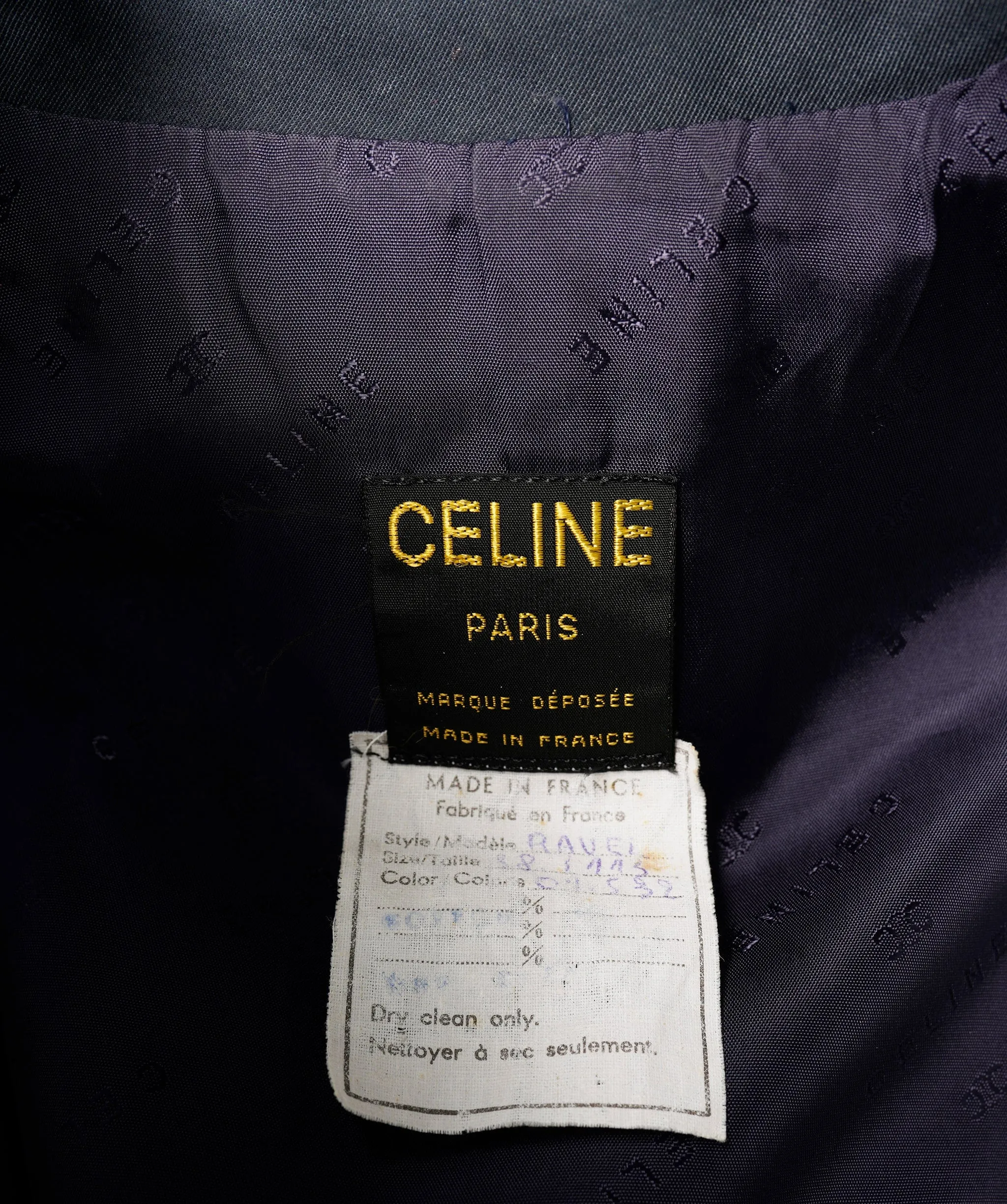 Celine Gold Button Trench Coat Navy ASL7142