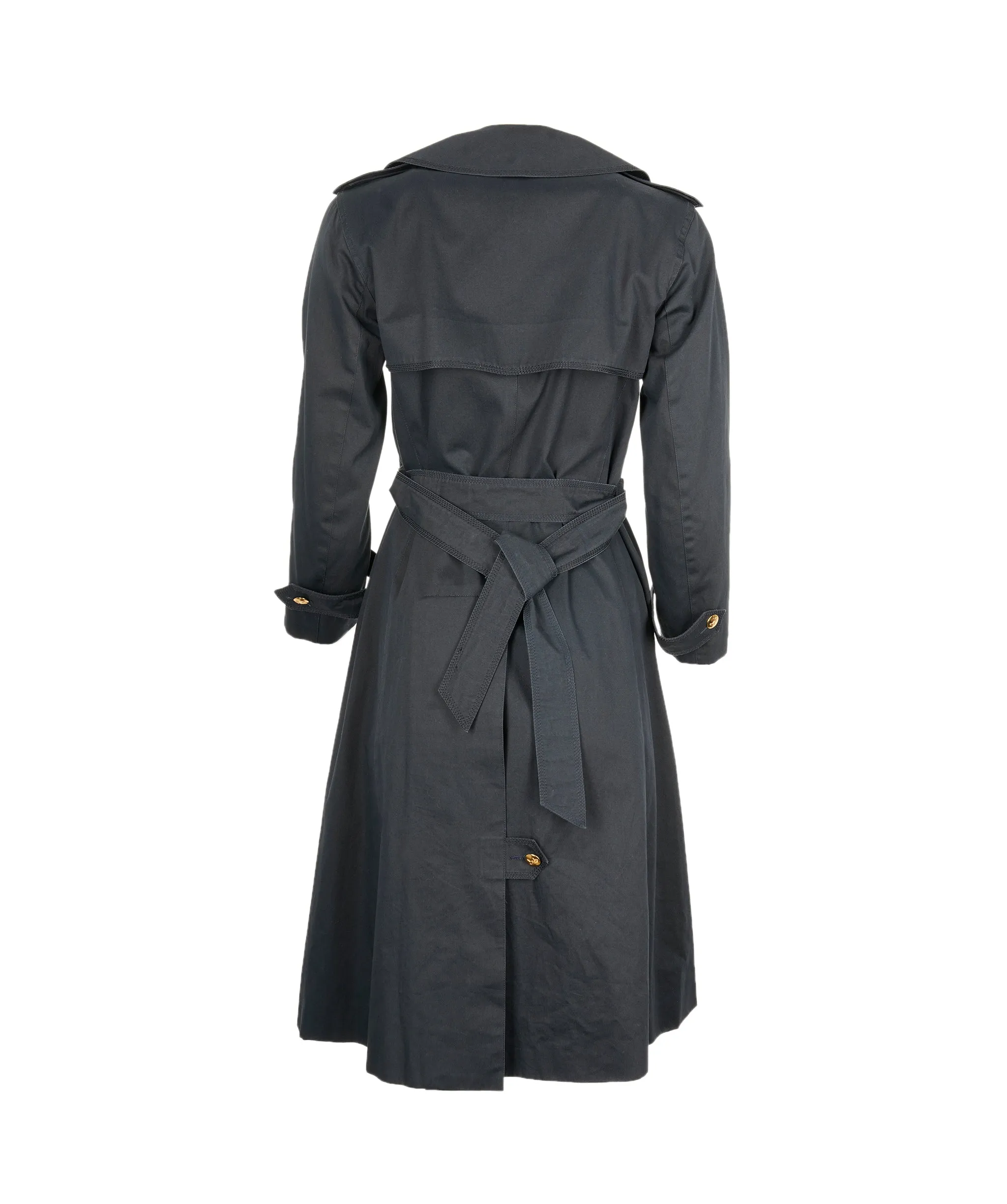 Celine Gold Button Trench Coat Navy ASL7142