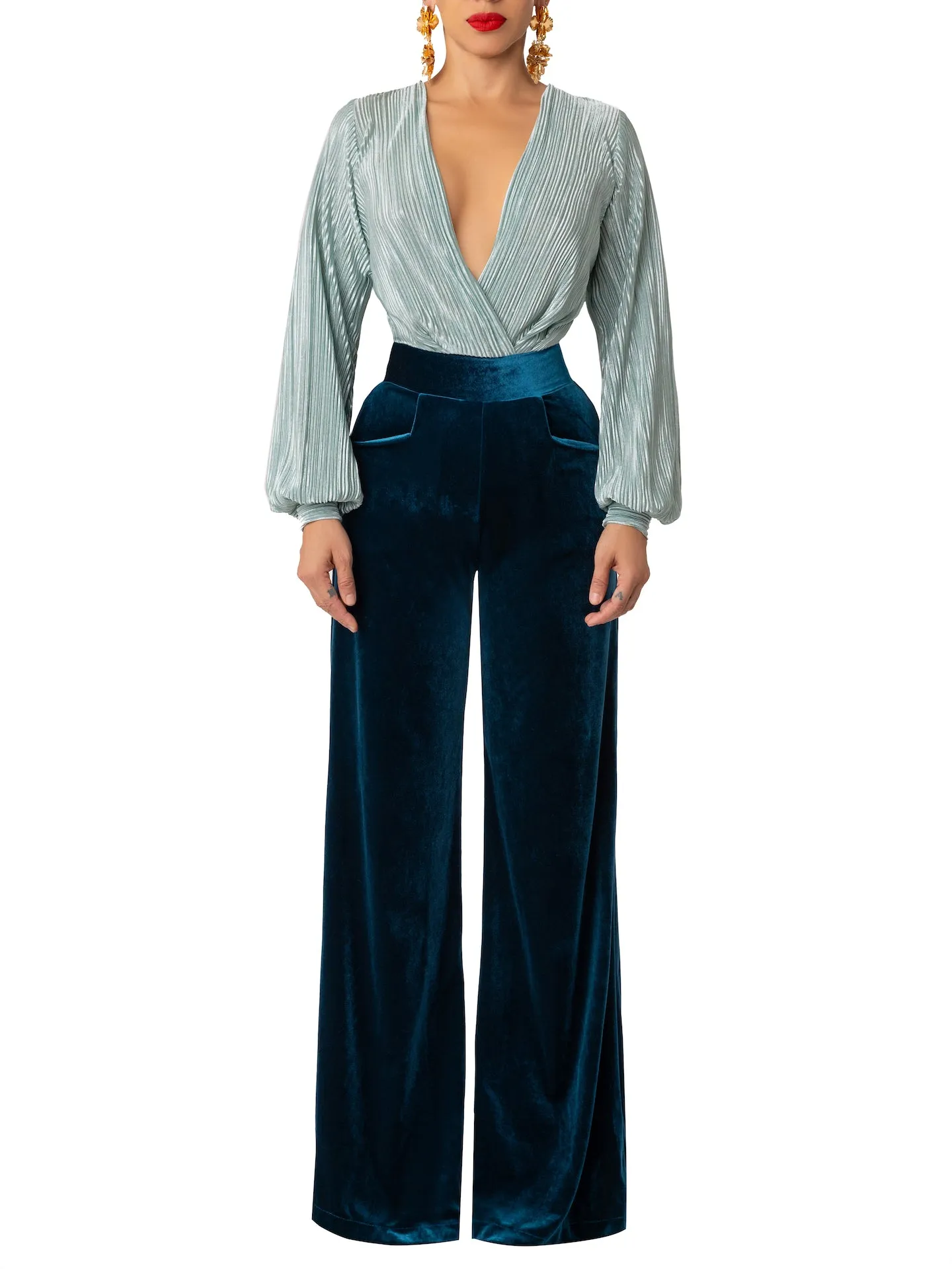 “Claudette” Petrol Contrast Jumpsuit