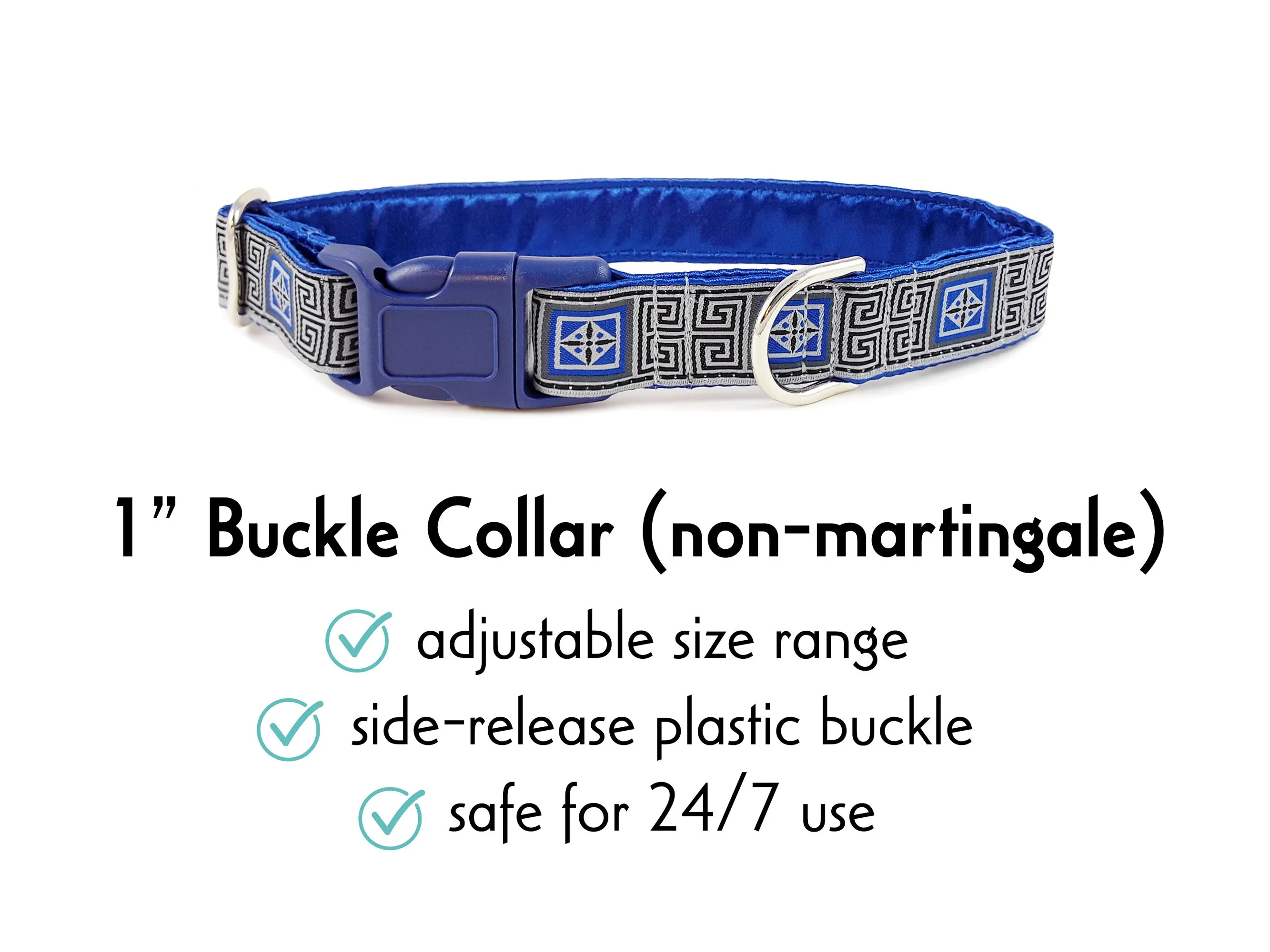 Corinth - Martingale or Buckle Dog Collar - 1" Width