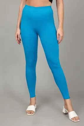 COTTON ANKLE LEGGINGS - JADE BLUE