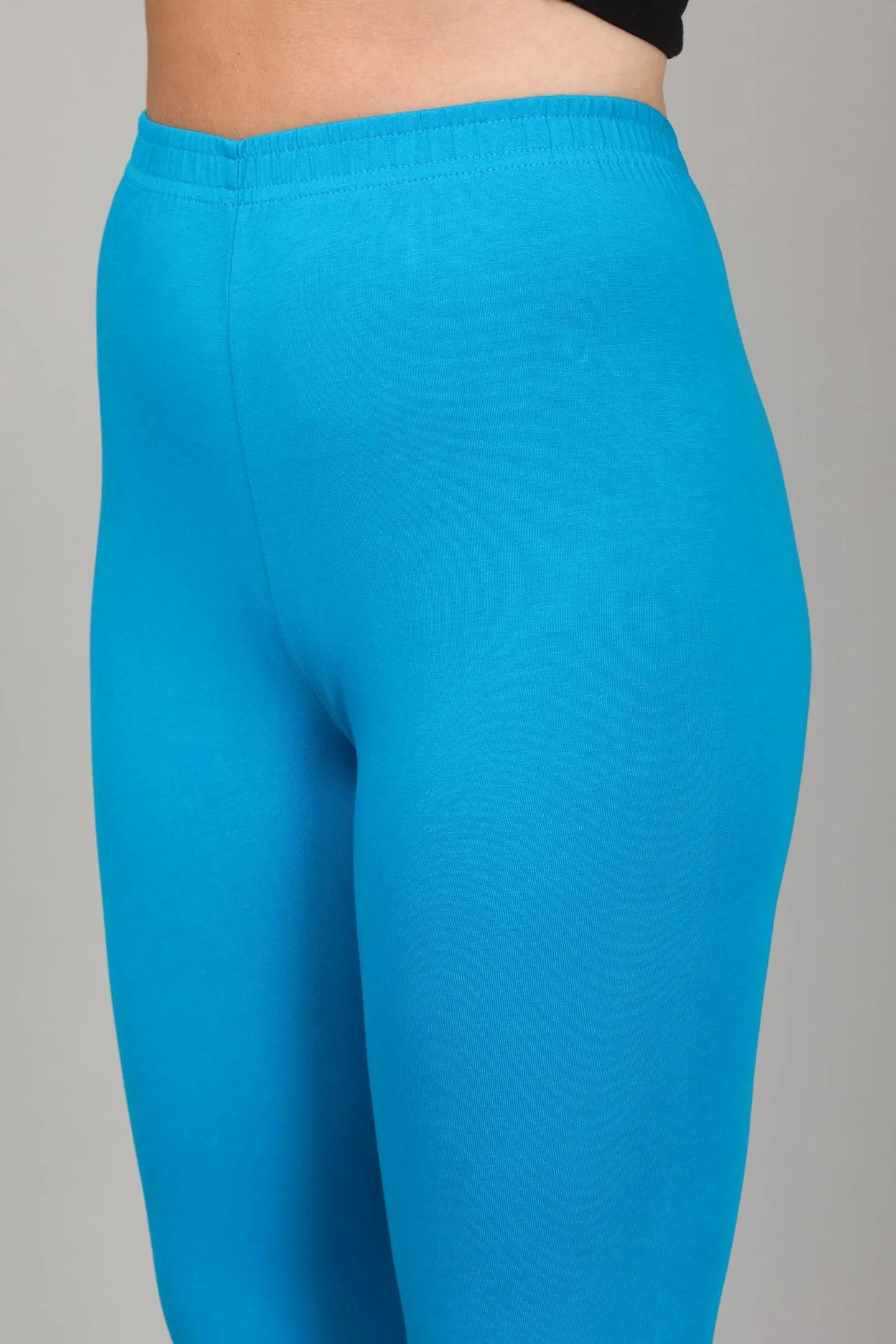 COTTON ANKLE LEGGINGS - JADE BLUE