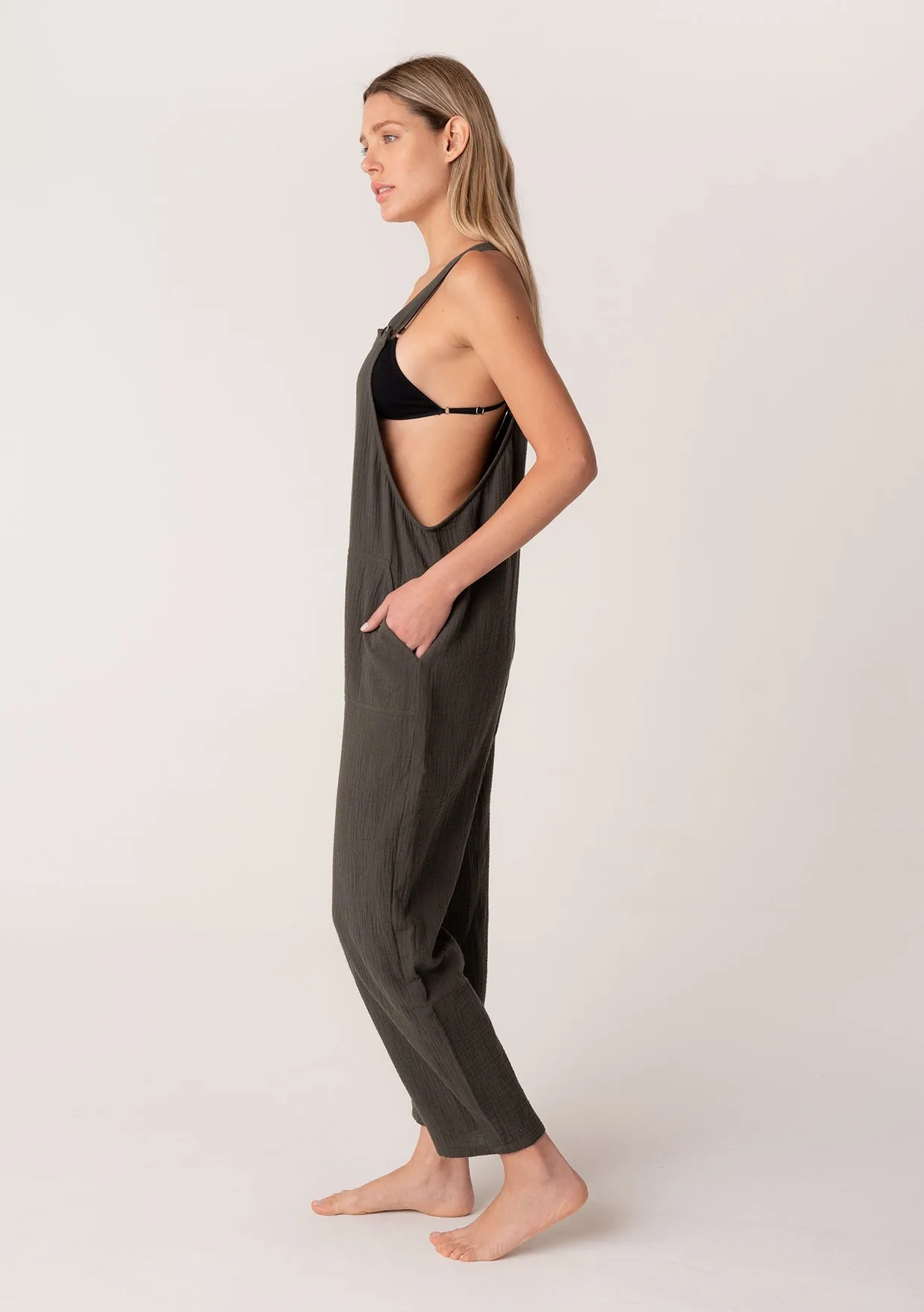 Cotton Oversized Sleeveless Racerback Jumpsuit