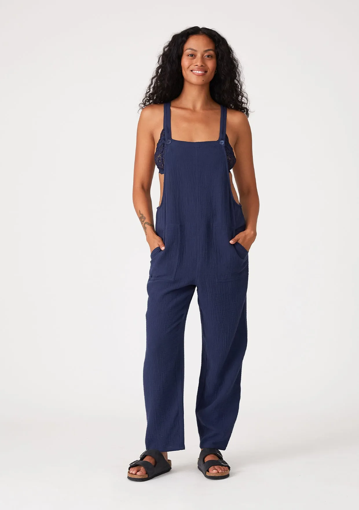 Cotton Oversized Sleeveless Racerback Jumpsuit