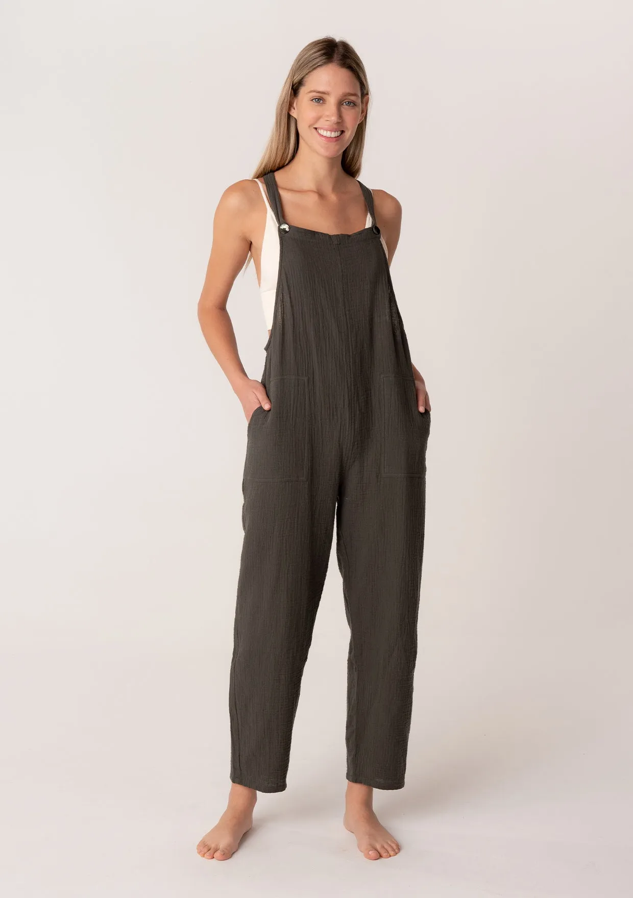 Cotton Oversized Sleeveless Racerback Jumpsuit