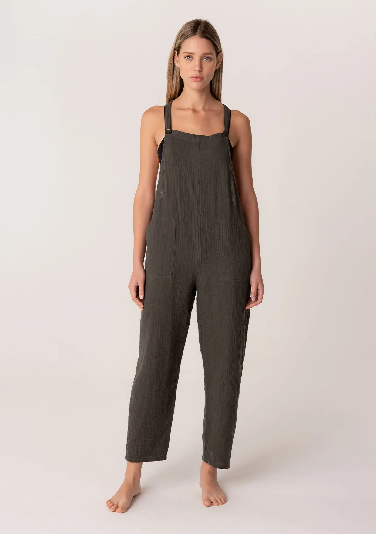 Cotton Oversized Sleeveless Racerback Jumpsuit