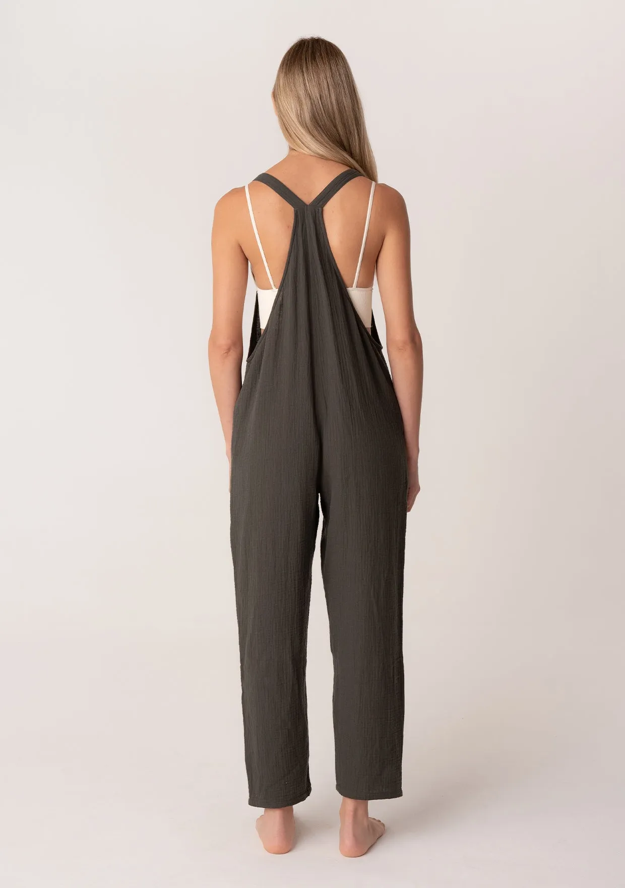 Cotton Oversized Sleeveless Racerback Jumpsuit