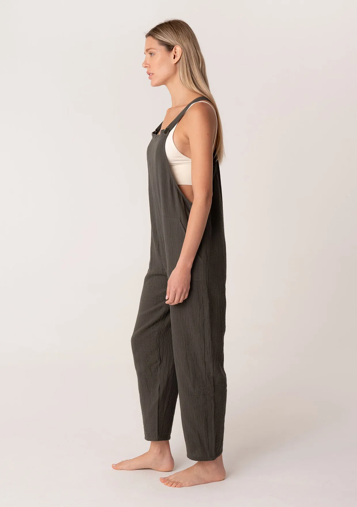 Cotton Oversized Sleeveless Racerback Jumpsuit