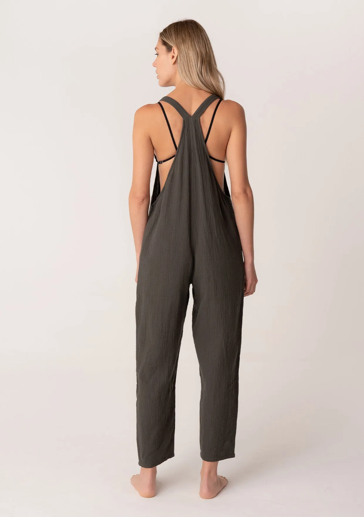 Cotton Oversized Sleeveless Racerback Jumpsuit