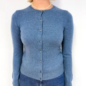 Deep Denim Blue Cashmere Crew Neck Cardigan Small