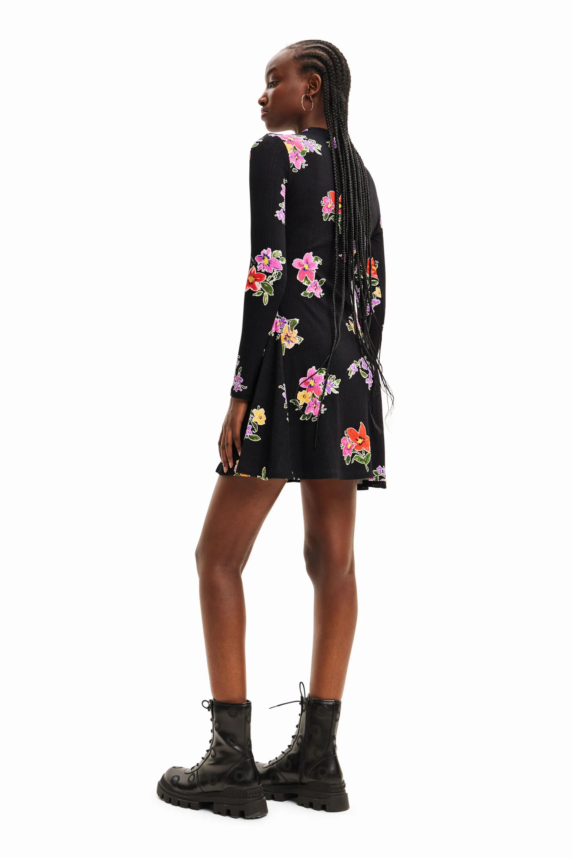 Desigual Petony Long Sleeve Short Floral Jersey Dress 23WWVK29