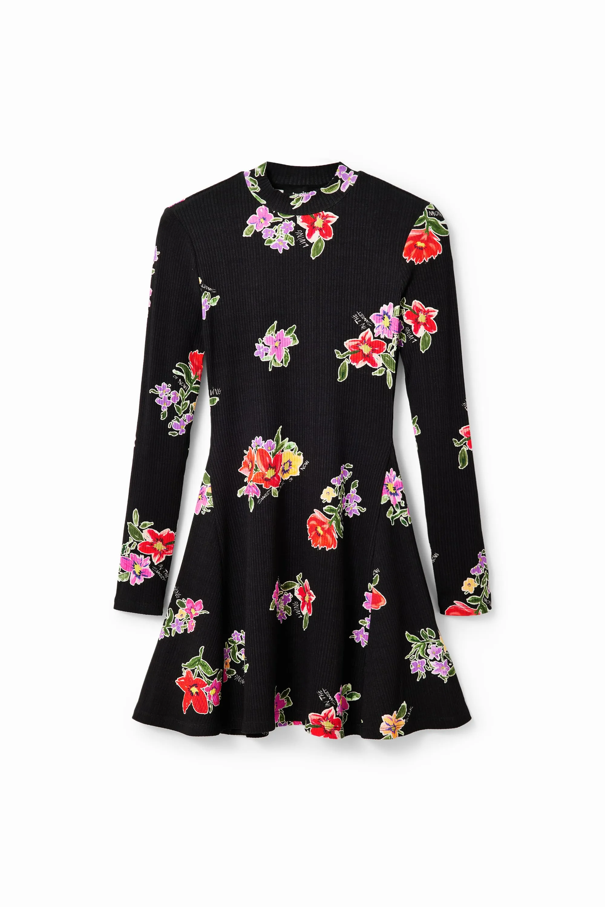 Desigual Petony Long Sleeve Short Floral Jersey Dress 23WWVK29