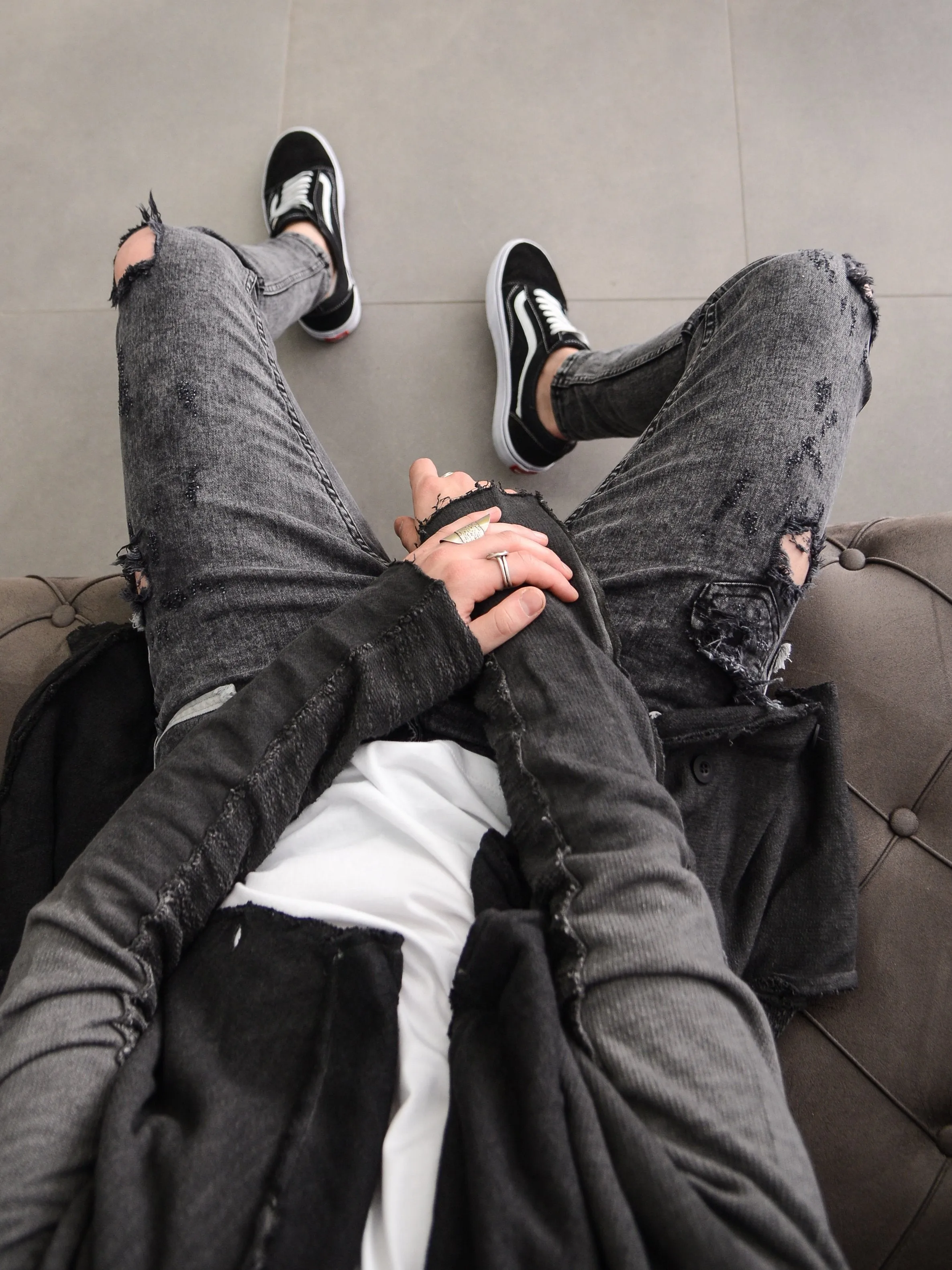 Distressed White Stripes Jeans