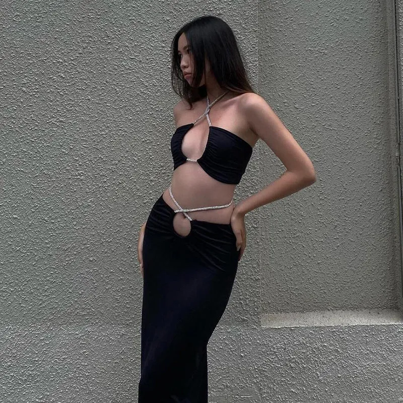 Elegant Chain Straps Outfit Set