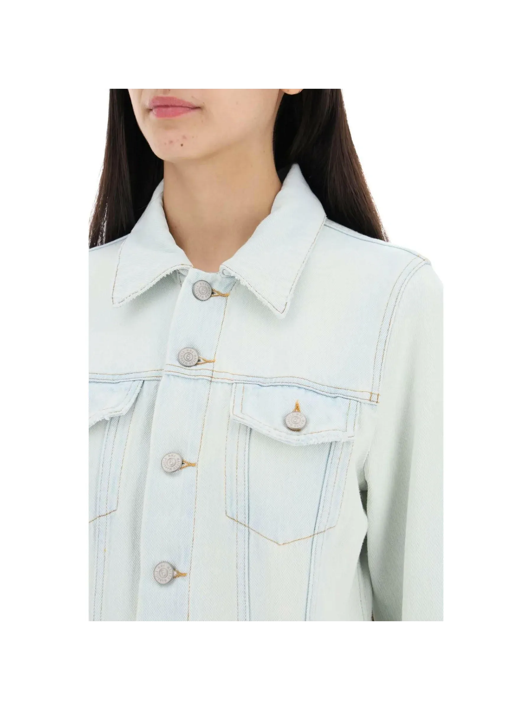 Faded Denim Trench Coat