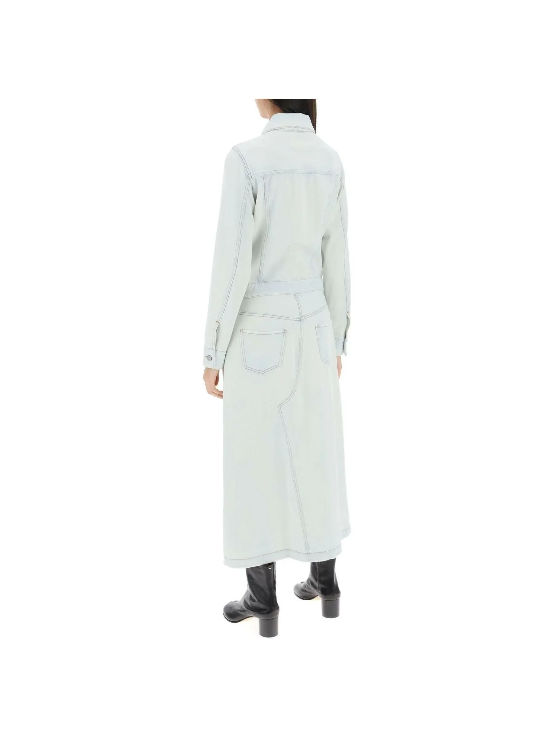 Faded Denim Trench Coat