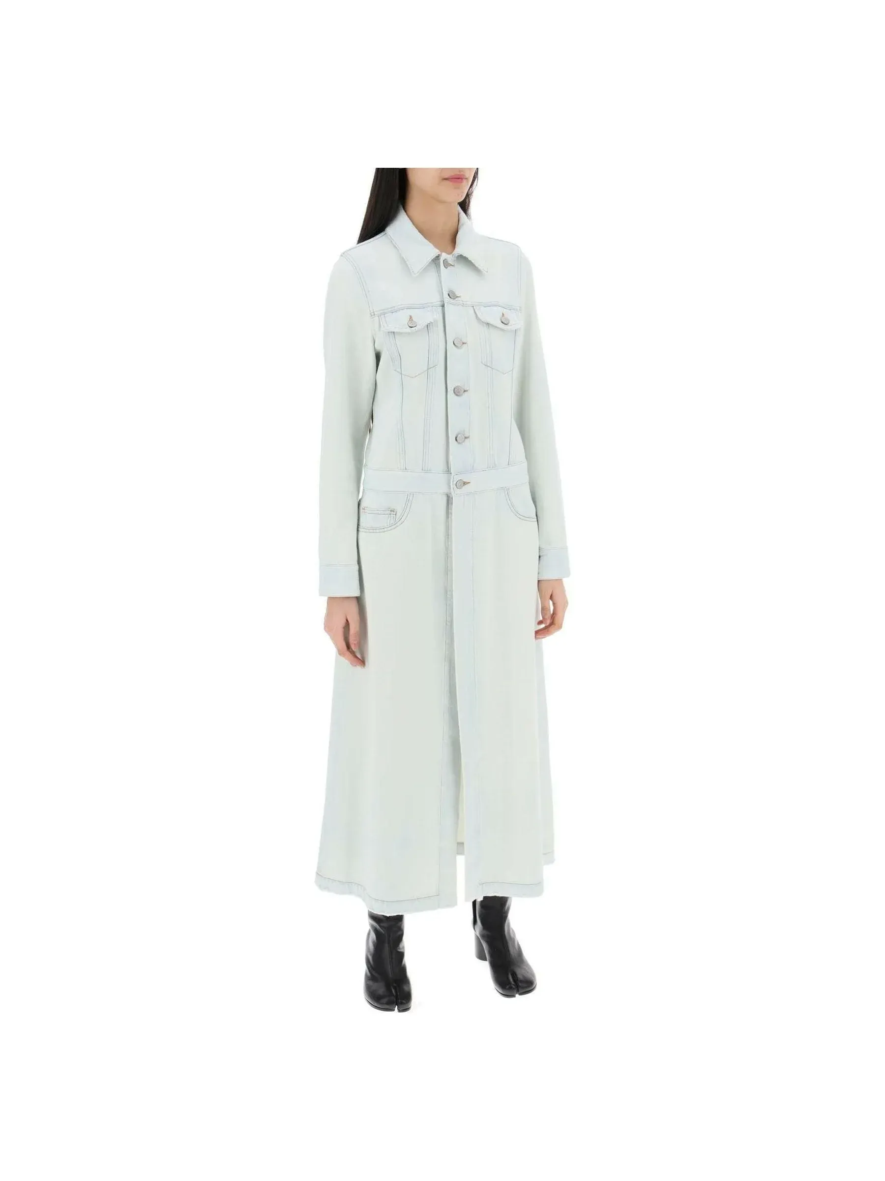 Faded Denim Trench Coat
