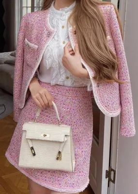 FATIMA Metallic Tweed Jacket and Skirt Set