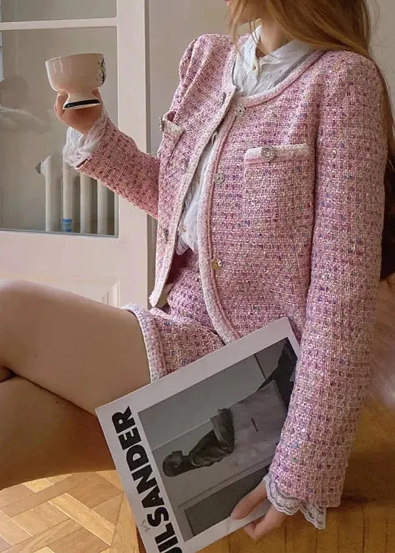 FATIMA Metallic Tweed Jacket and Skirt Set